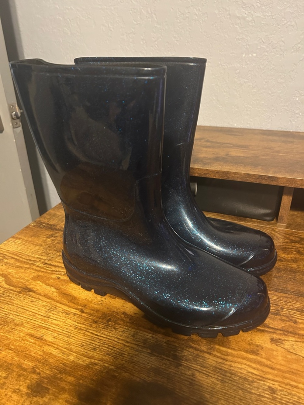 Men's Navy Glitter Rain & Snow Boots - Waterproof